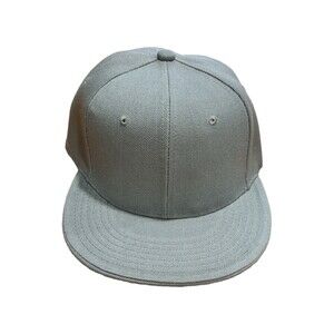Plain Gray Fitted Hat Flat Bill Cap Adjustable Streetwear Blank Baseball Cap